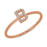 0.06ct 14k Rose Gold Diamond Lady's Ring - Letter B